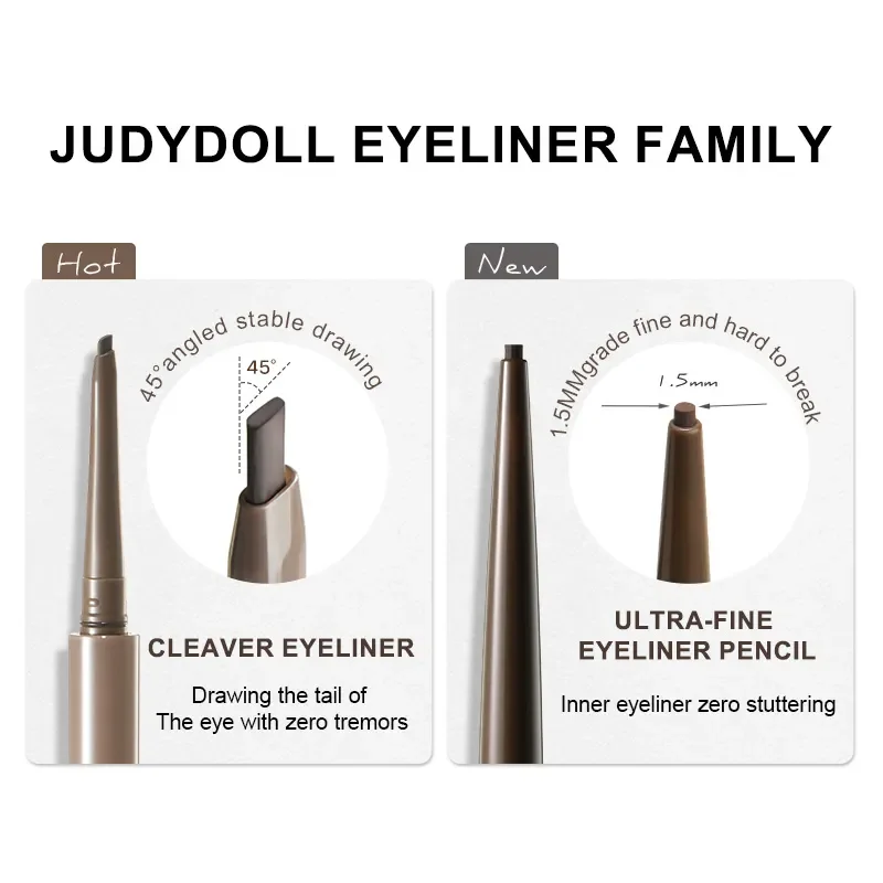 Judydoll Eyeliner w żelu w pisaku, ultra-cienki, wodoodporny, gładki, matowy, naturalny wygląd oczu, odporny na rozmazywanie, trwały makijaż oczu dla początkujących.