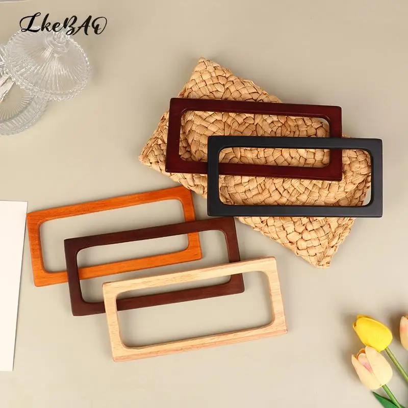 1PCS DIY Sewing Brackets Purse Frames Handles Women Square Wooden Bags Handle For Making Handbag Accessories