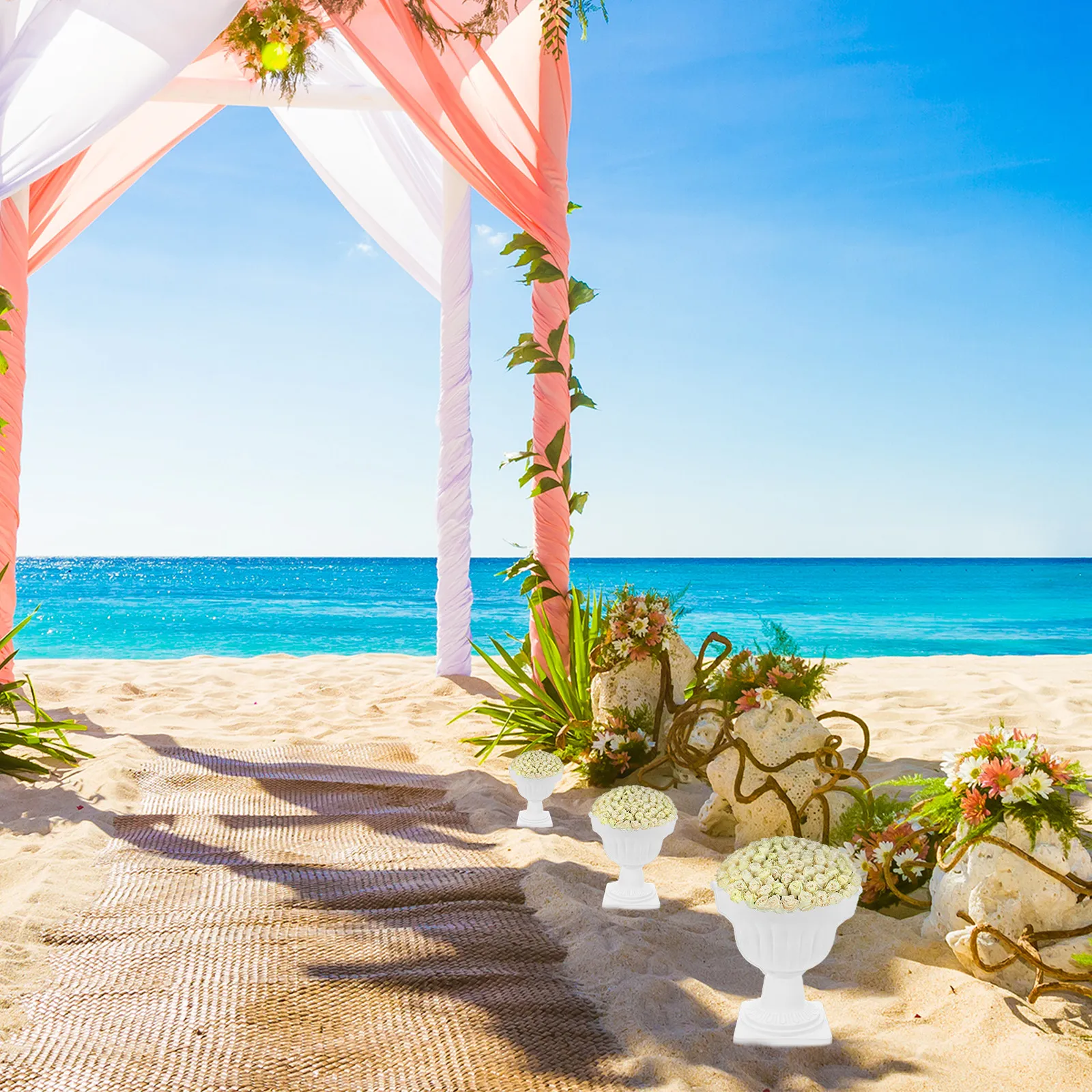 

1Pcs Road Guiding Flowerpot Roman Pillar Plastic Flowerpot Creative Home Office Balcony Decor Gardening Wedding Party Supply