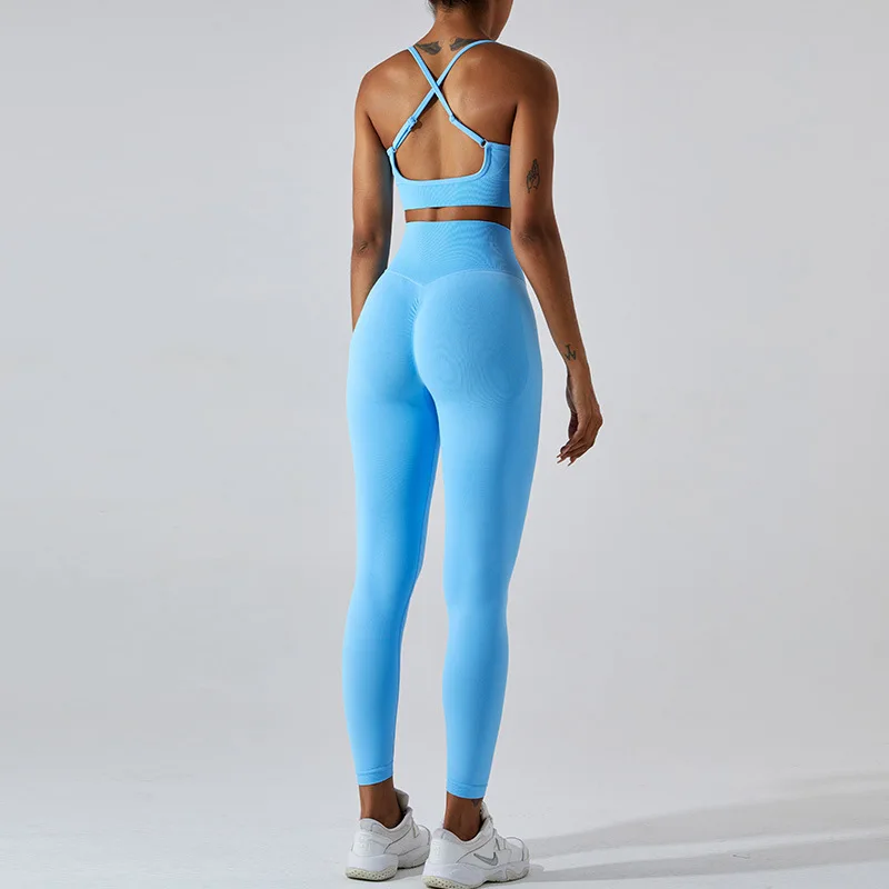 Women's Tracksuit Seamless Fitness Suit 2PCS Yoga Set Sportswear Workout Sports Bra High Waist Leggings Gym Clothing Sports Suit