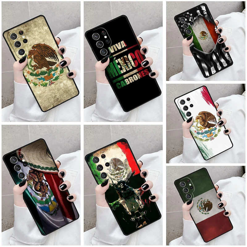 Phone Case For Samsung Galaxy S24 S23 S21fe S22 Ultra Plus Note 10 20 S8 S9 S10 Cover Mexican Pride Eagle Flag