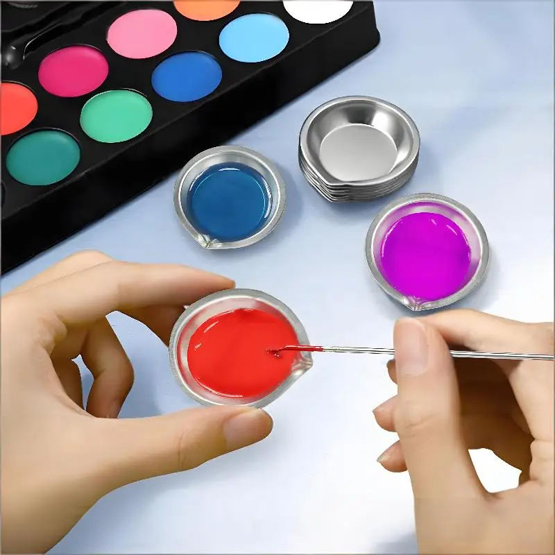 Children DIY Painting Tools Stainless Steel Color Mixing Bowls Oil Paint Trays Pigment Mixing Cups Multifunctional Paint Color M