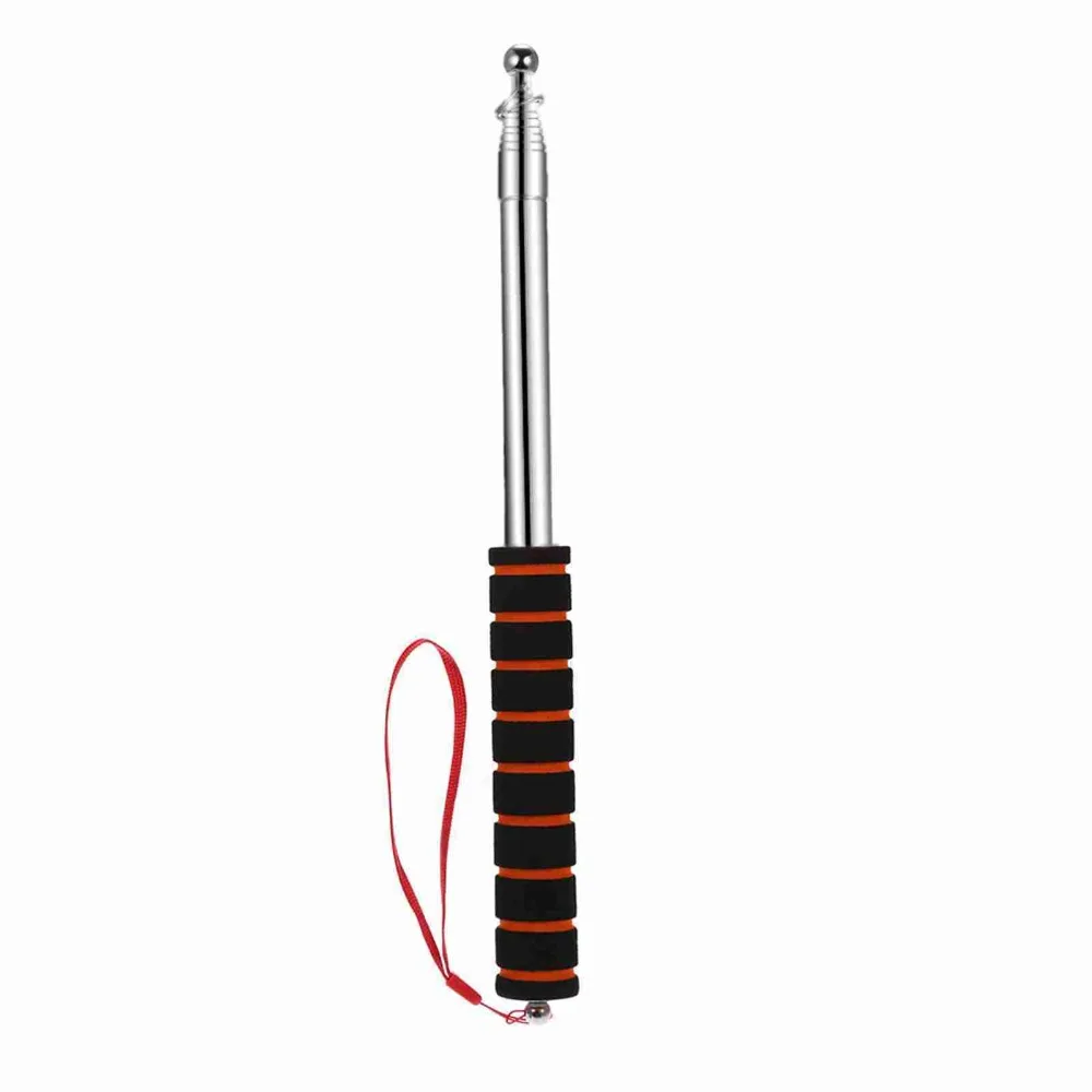 Black + Orange Telescopic Tour Guide Pole Stainless Steel + Sponge 31.5-250cm Extendable Flag Rod Thickened Outdoor Guide Stick