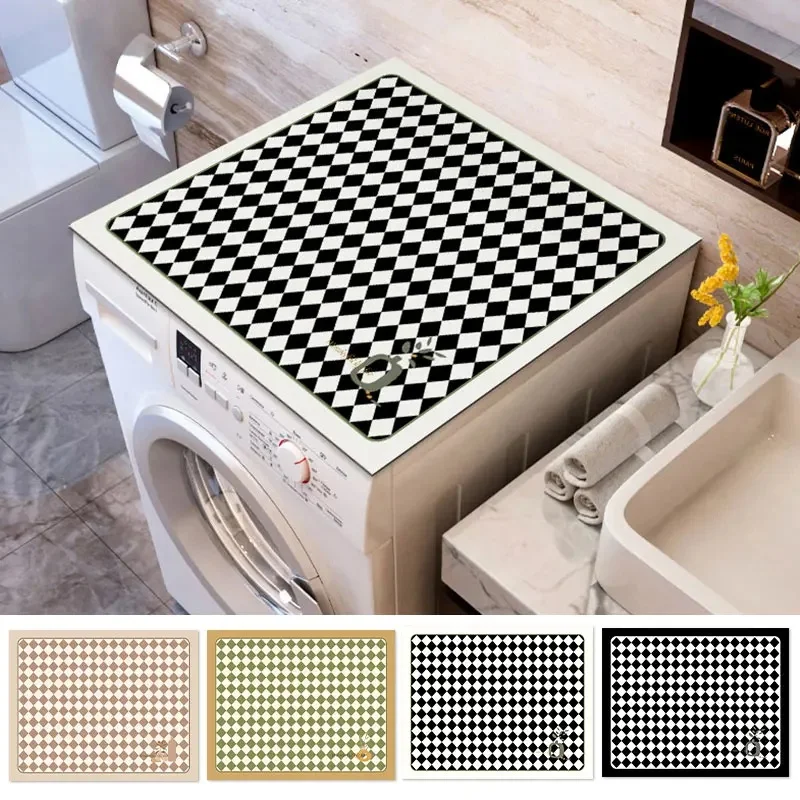 VIKAMA Multi-color Rhombus Grid Printed Anti-slip Shock Absorbing Dust Cover Mat For Washing Machine Dryer Refrigerator
