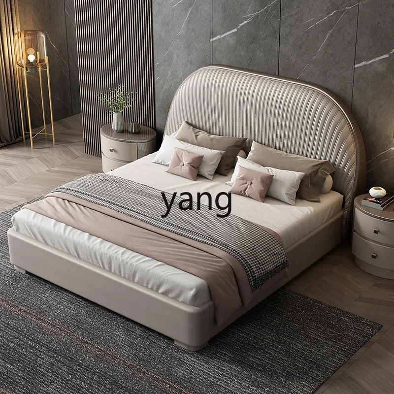 LH light luxury leather bed modern simple master bedroom double bed high-end atmospheric luxury wedding bed