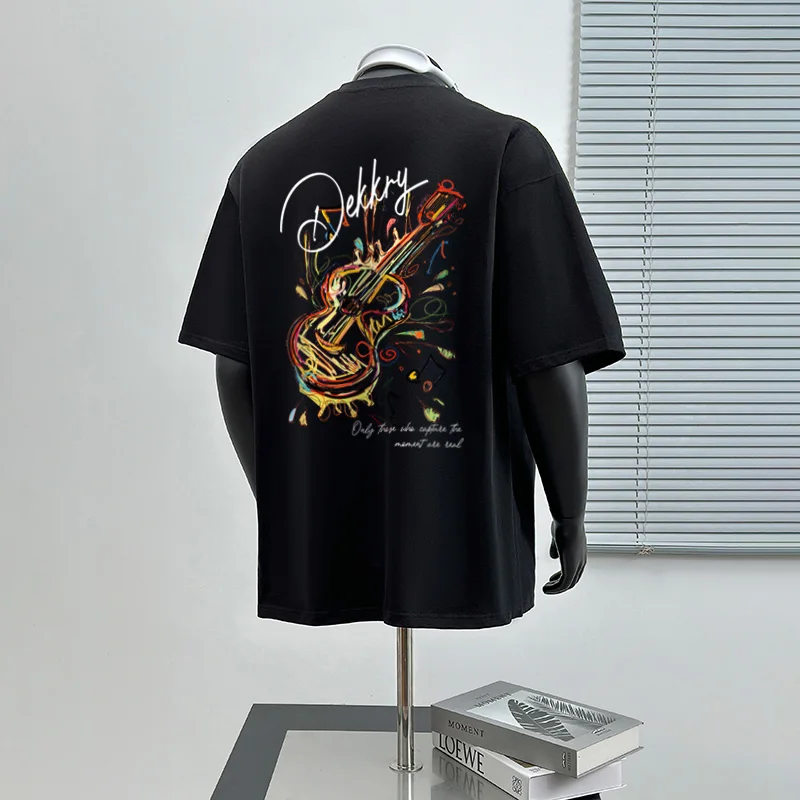 

plus Size 300 Pou ex ort Sve T-irt American Violin Letter Print Summer Base Layer Top for Couples Youth Faion