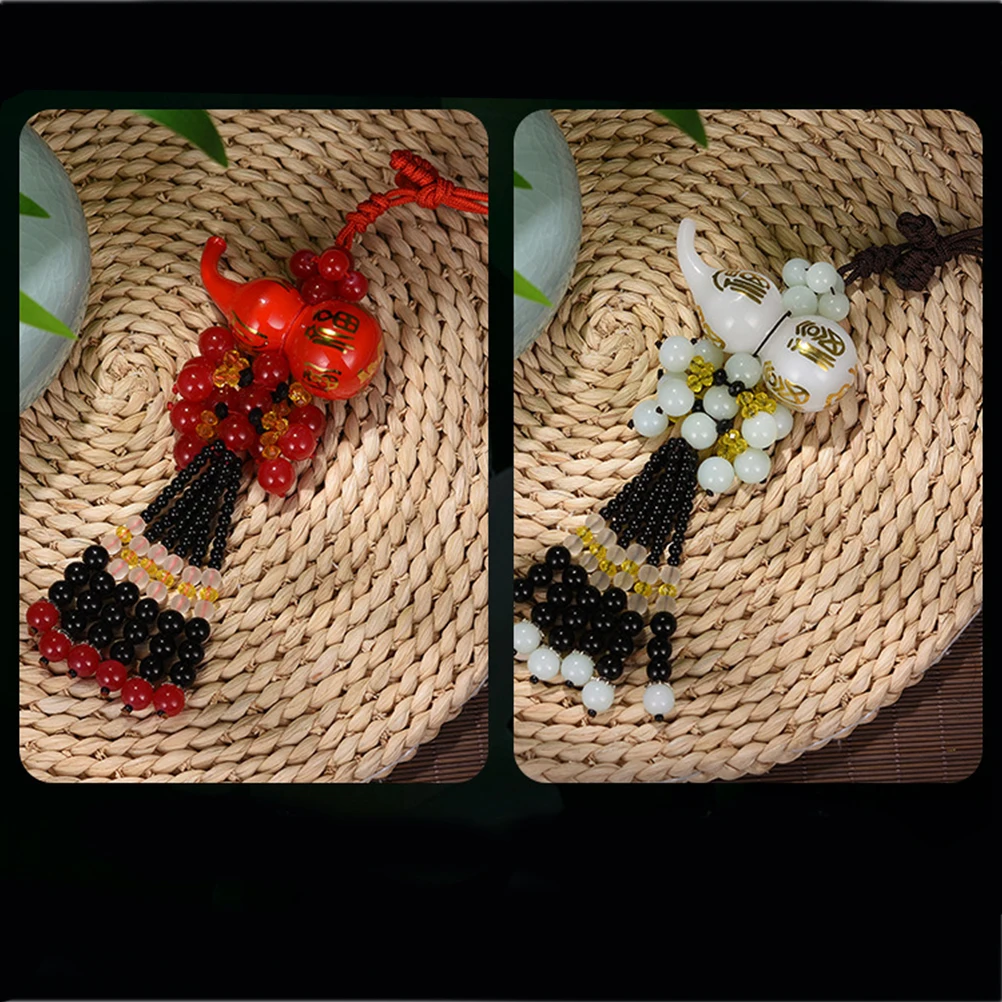 

1Pcs Crystal Bottle Gourd Car Pendant Red Decorative Rearview Mirror Hanging Ornament Feng Shui Car Accessory Gift