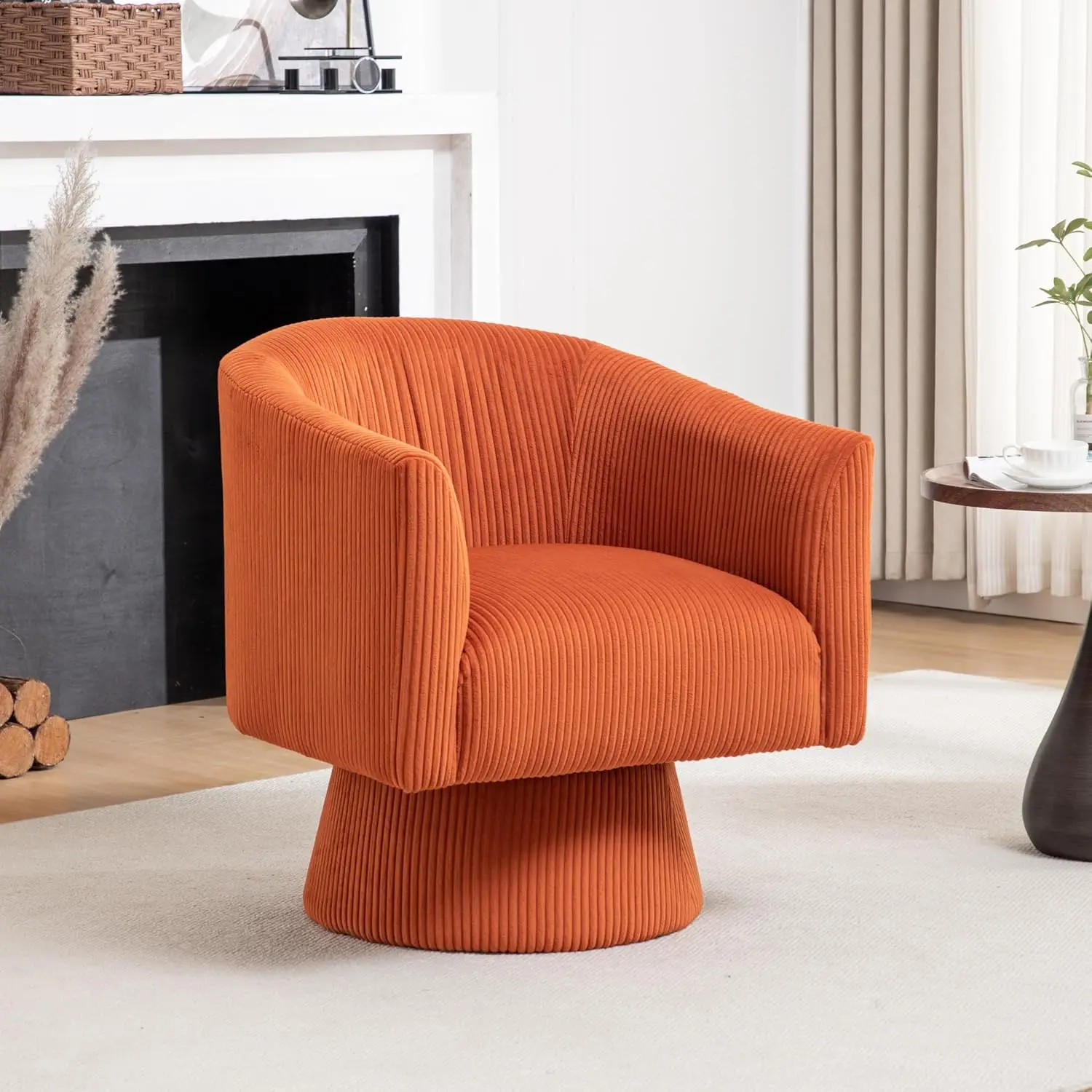 Swivel Accent Chair,Modern 360° Swivel Barrel Chair, Corduroy Upholstered Single Sofa for Living Room,, Customized