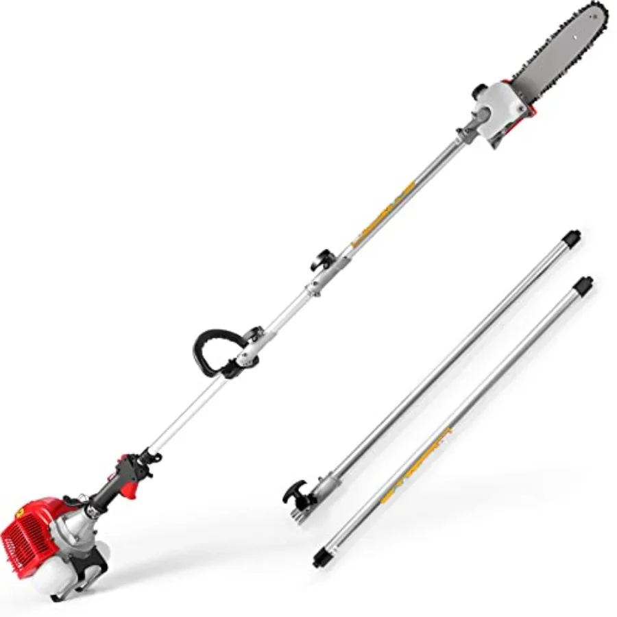 Gas Powered Pole Saws with 58CC 2 Cycle Engine for Efficient Tree Trimming and Branch Cutting 16-Foot Extendable Design for Har
