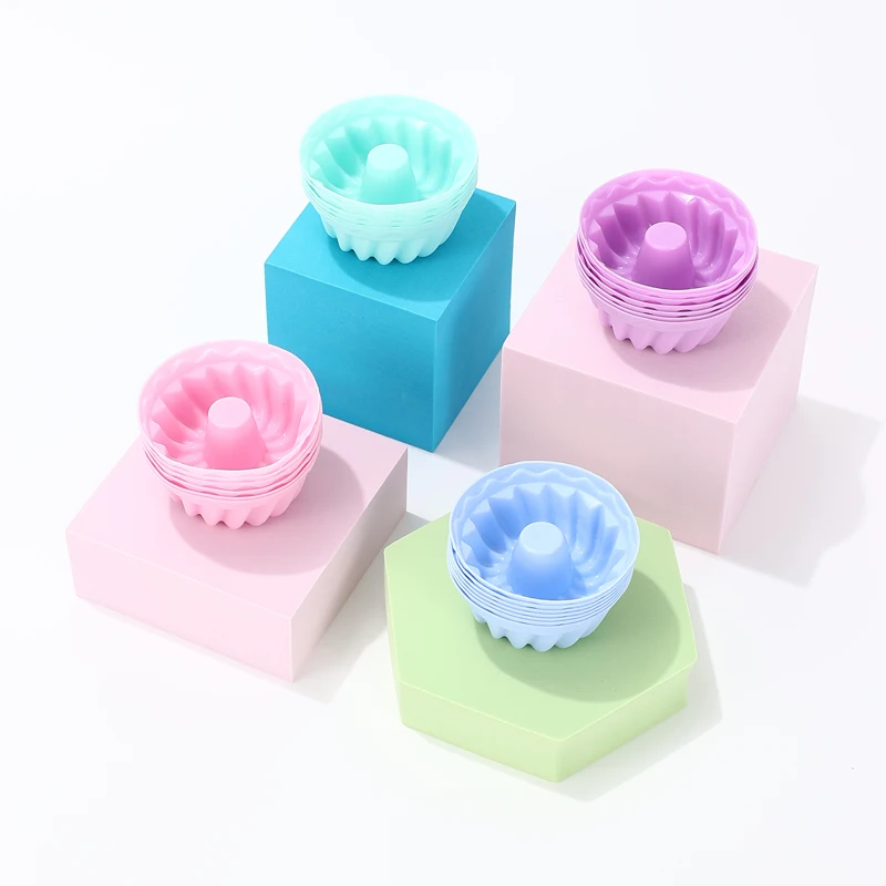 12pcs/Set Silicone Cake Mold Spiral Shaped Muffin Cupcake Baking Molds Kitchen Cooking Bakeware Maker DIY Cake Decorating Tools