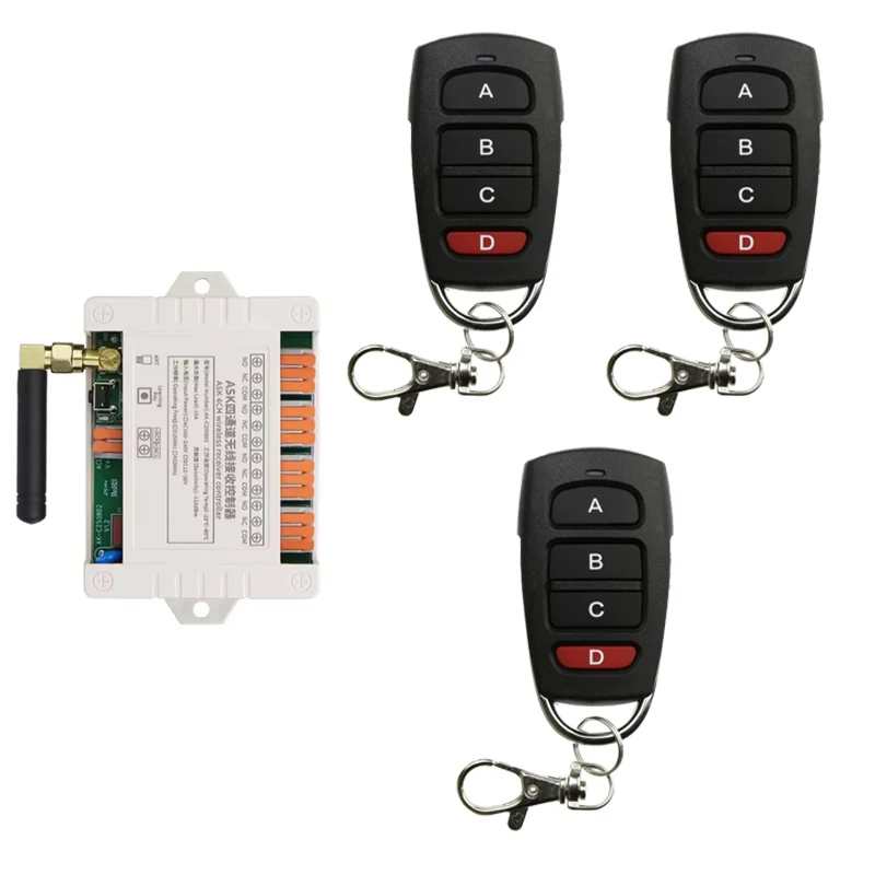 Smart Multiple DC 12V 24V 36V 10A 433 MHz 4CH 4 CH 4 Channel Wireless Relay RF Remote Control Switch Receiver Metal Transmitter
