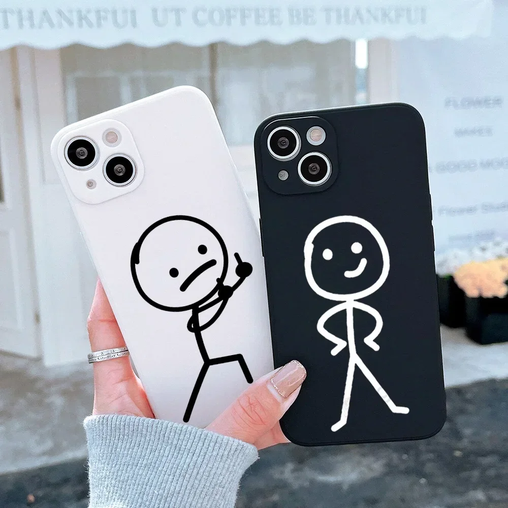 Funny Action Middle Finger Couple Phone Case For iPhone 16 15 13 12 11 14 Pro MAX mini SE Plus Shockproof Soft Silicone Fundas