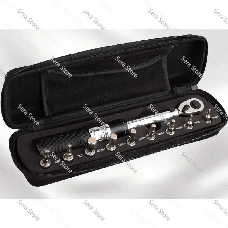 1-25Nm 1/4 Inch Drive Preset Click Torque Wrench Set with Ratchet Socket Bicycle Car Maintenance Repair Tool Kit