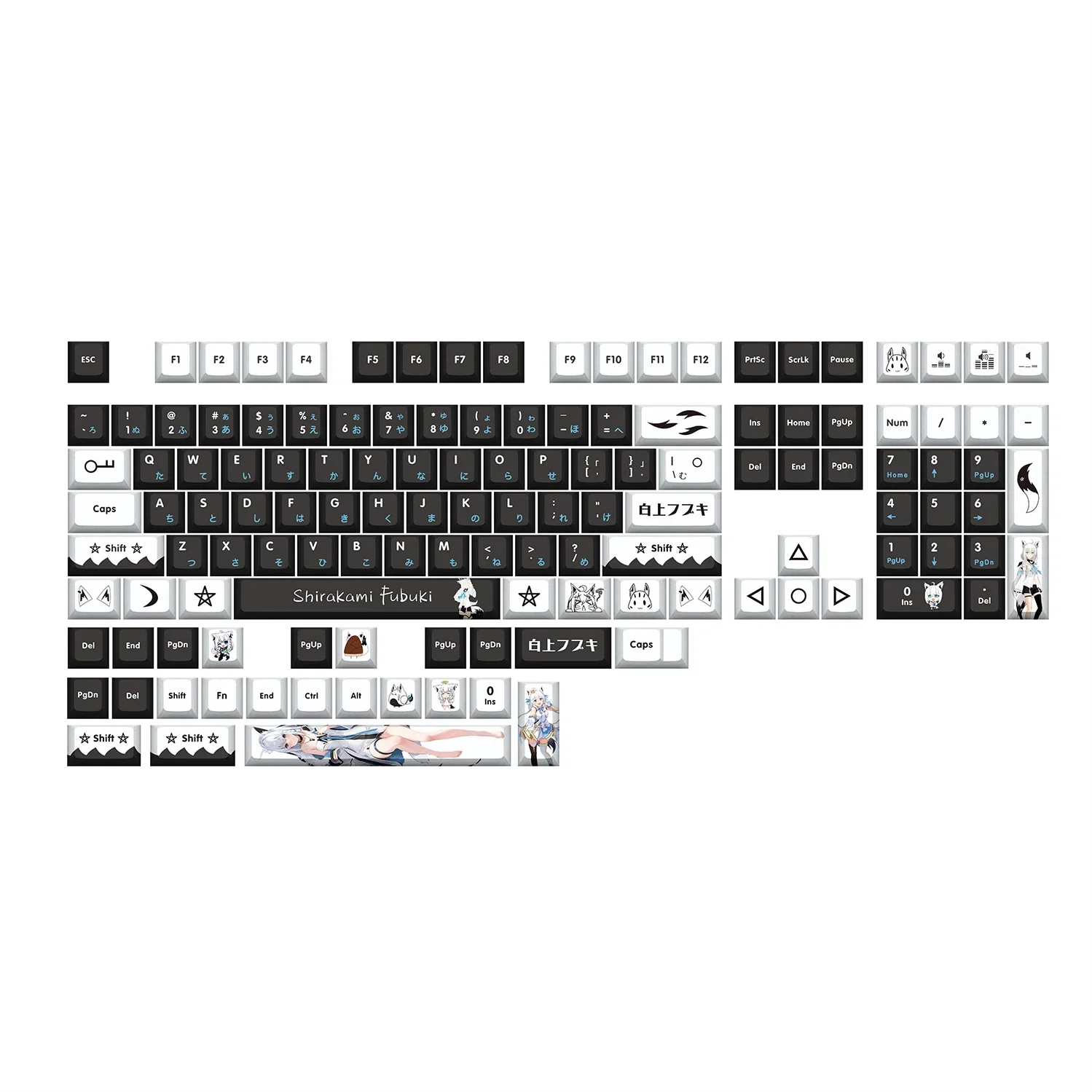 Shirakami Fubuki Vtuber 131 Keycaps PBT Keycaps Mechanical Keyboard  Customization