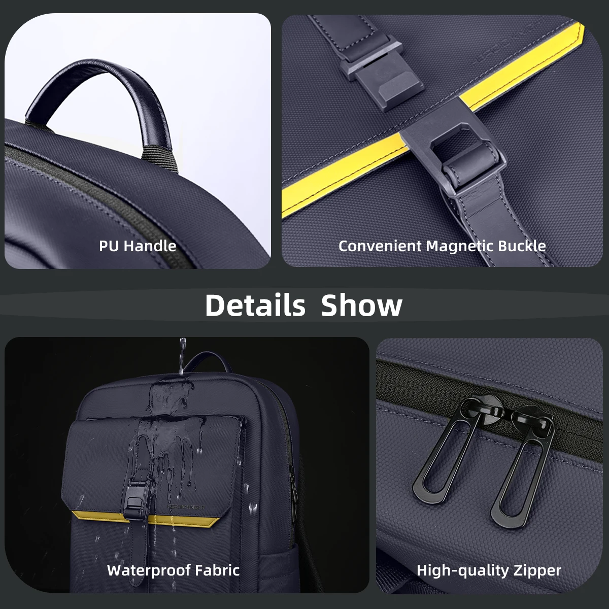 Mochila minimalista Hcankcan para hombre, bolso para portátil de negocios de 15,6 pulgadas, múltiples bolsillos, bolso escolar universitario, mochila de viaje impermeable