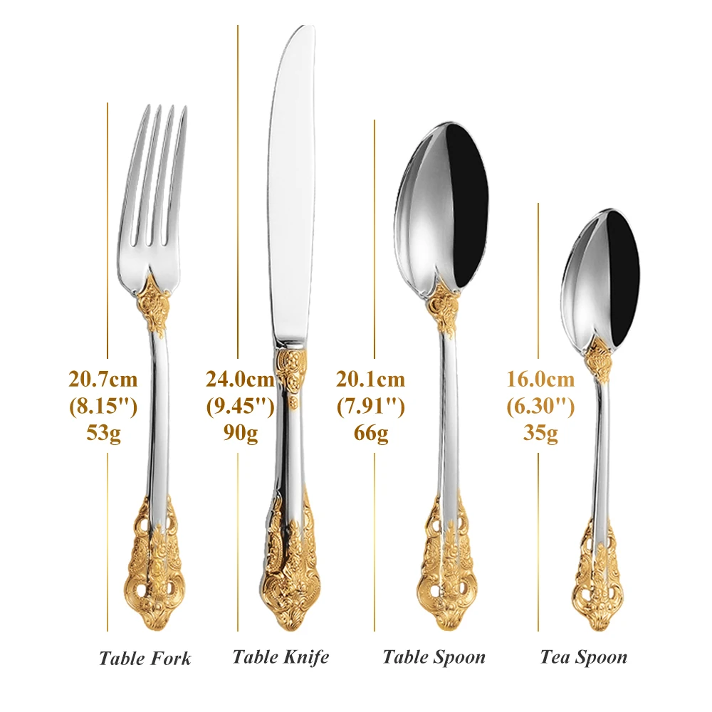 24 Pieces Luxury PVD Silverware Rose Gold Color Metal Cutlery 18/10 Stainless Steel Black Flatware Set For Home Wedding Hotel