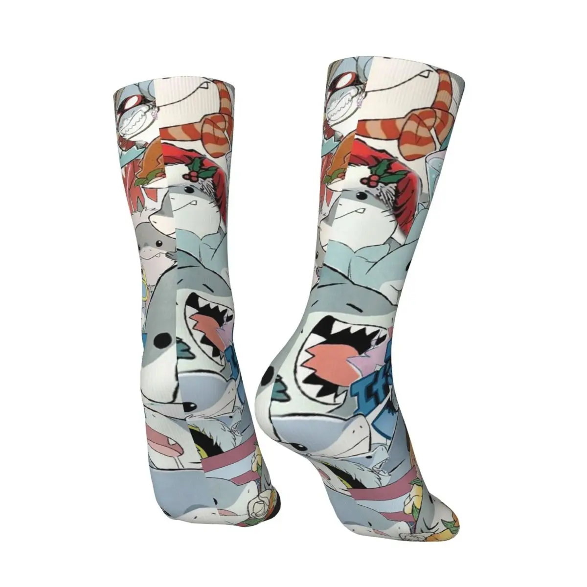 All Seasons Cute Jeff The Land Shark Cartoon Socks Harajuku Crew Socks Super Soft Stockings for Men Women Valentine's Day Gifts