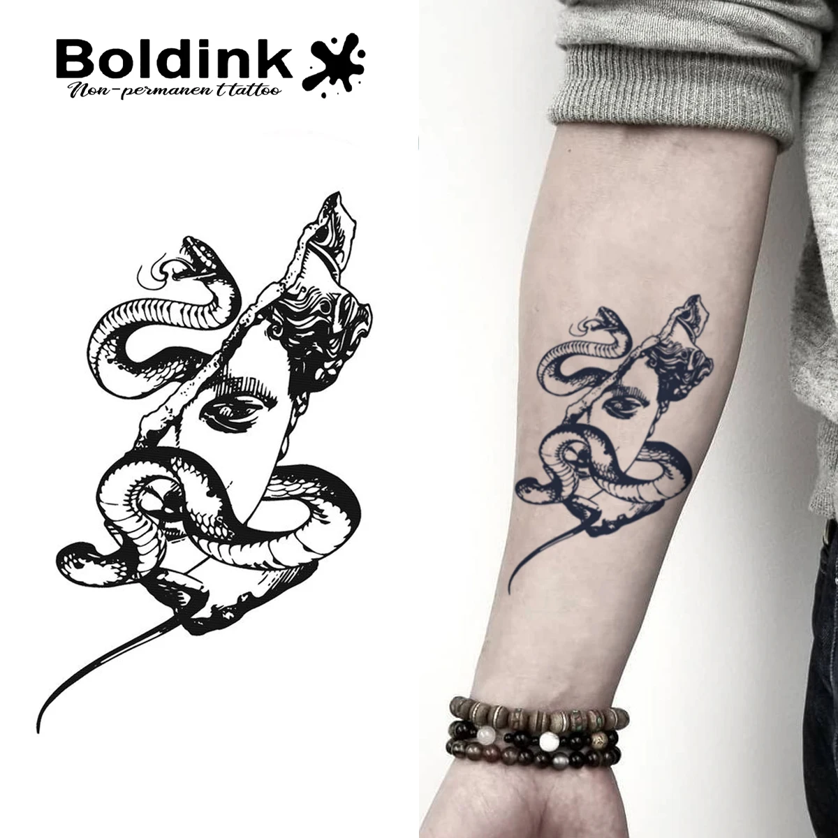 

Boldink Broken Medusa Tattoo | Waterproof for 1-2 weeks | Gothic style | Party wear eye-catching artifacts