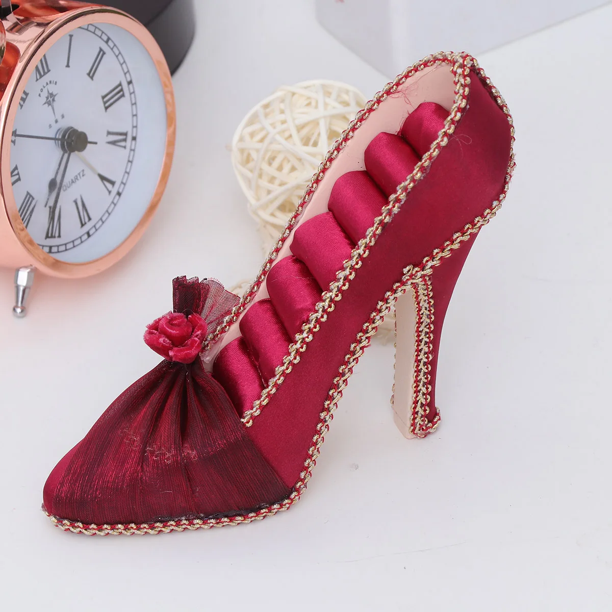 

Creative High-heeled Shoes Shaped Storage Rack Jewelry Display Holder Stand Home Decor for Ear Rings ( Red)