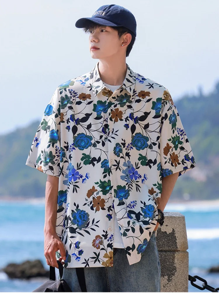 Summer Thin Short Sleeve Shirt Men's Loose Casual Style Five-Quarter Sleeve Casual High-End Feeling Shirt Jacket Japanese Style