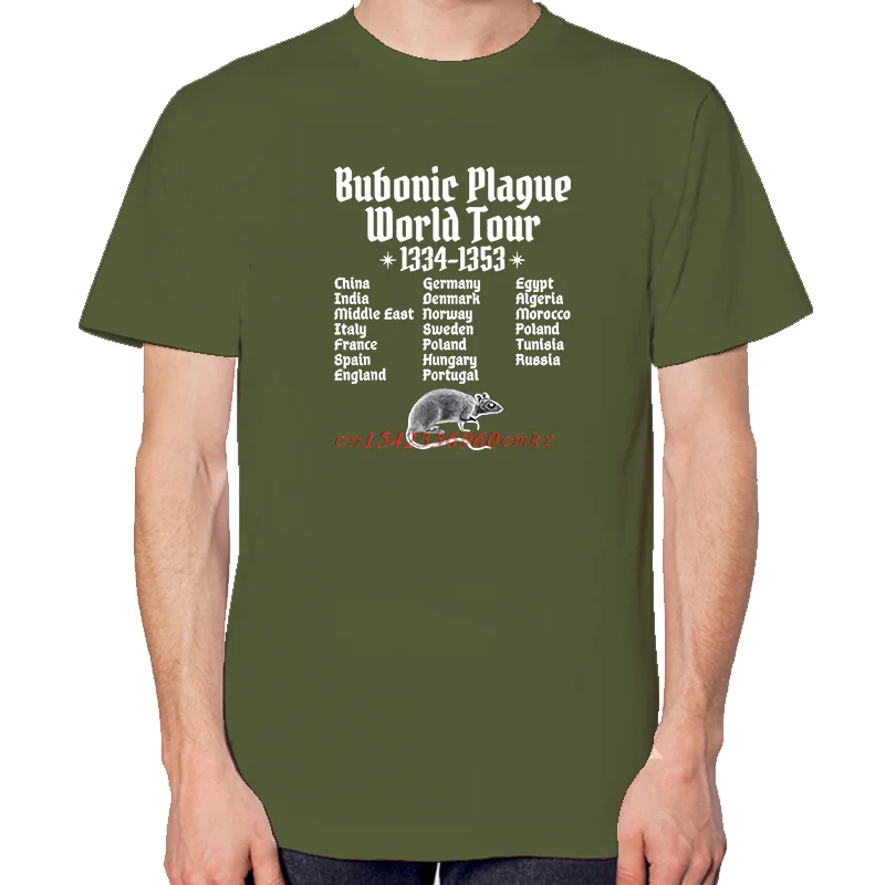 Унисекс летняя дышащая хлопковая футболка с забавным мем-принтом Bubonic Plague World Tour, причудливый подарок