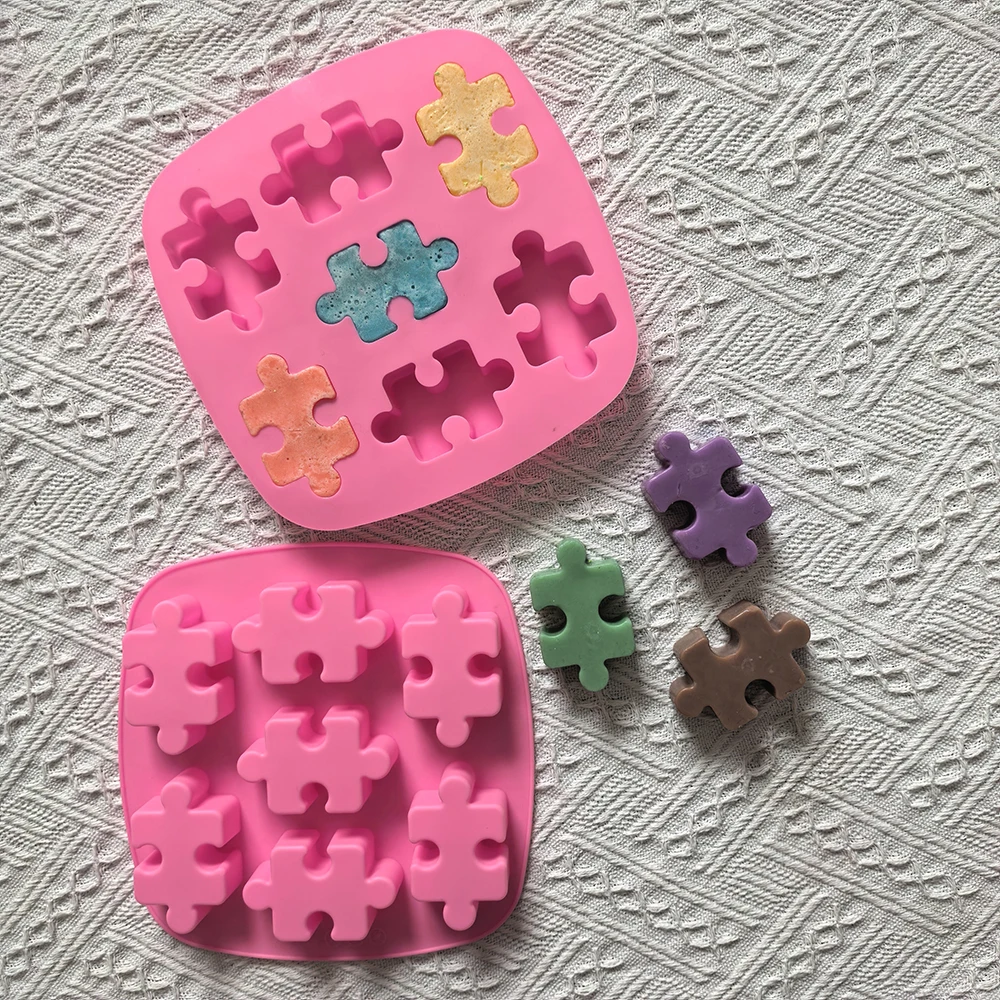 1pc Creative puzzle shaped silicone mold, perfect for cakes, desserts, jellies, ice cubes, baking tools, etc