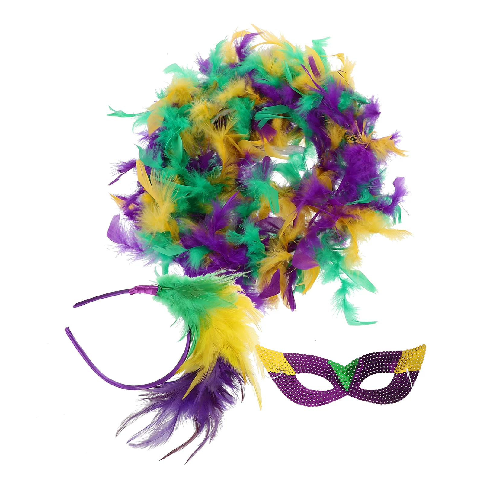 1세트 헤드밴드 마스크 스카프 세트 글리터 퍼리 따뜻한 파티 액세서리 여성 카니발 코스프레 댄스 이벤트 의상 장식