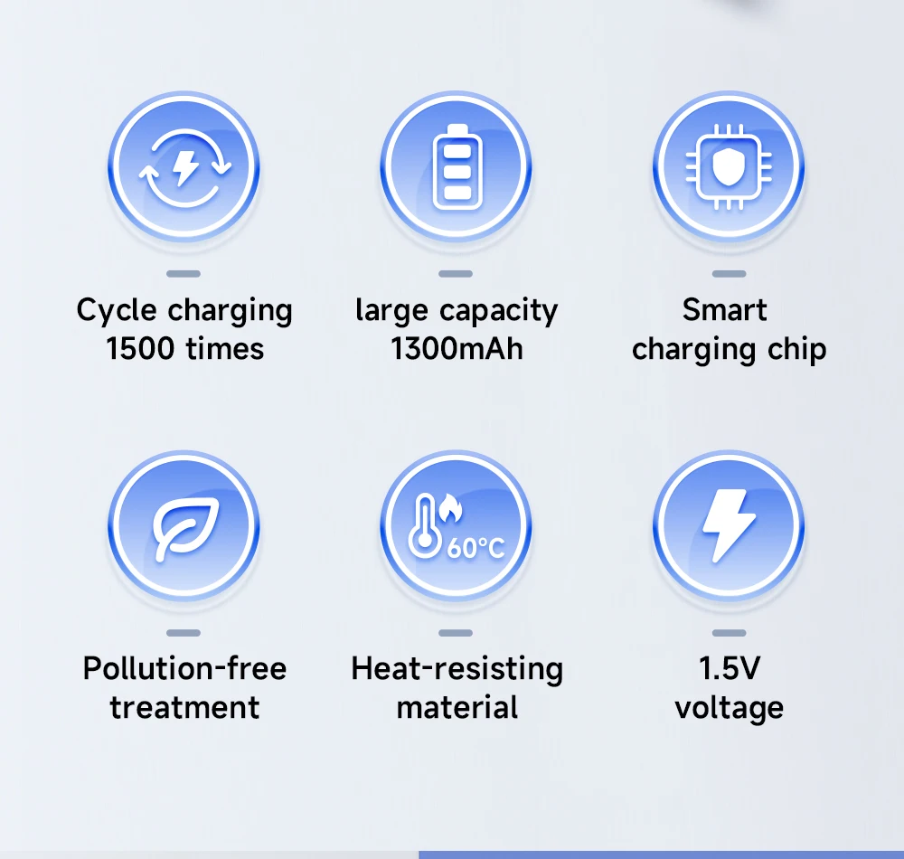 PALO High Capacity 1.5V AAA Rechargeable Battery 1300mWh AAA 1.5V Li-ion Battery LR3 Batteries for Remote Control Wireless Mouse