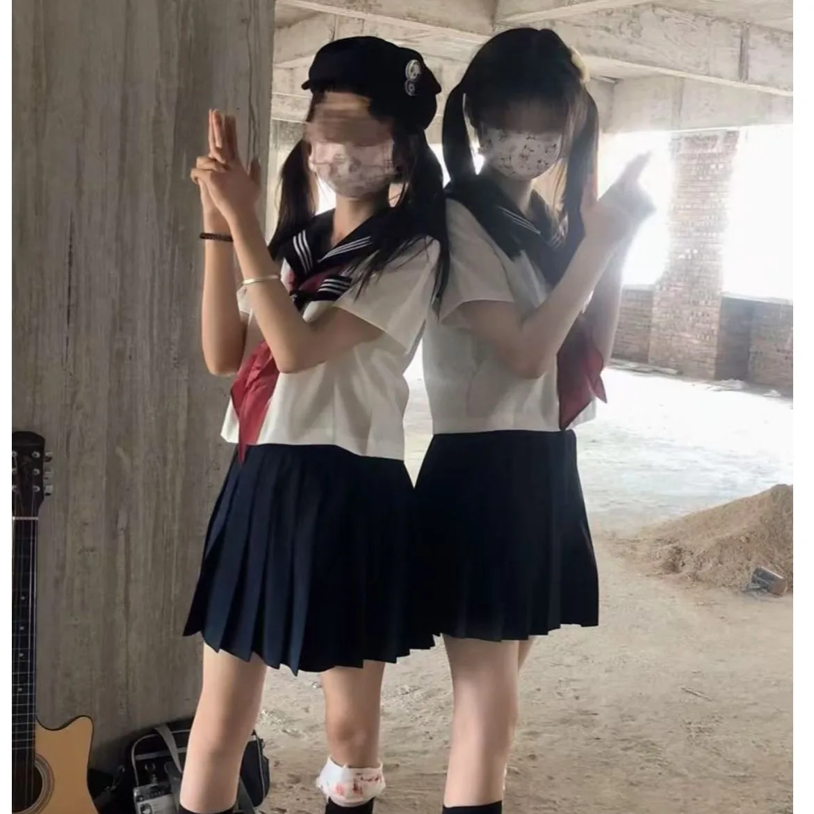 Plus Size Zomer JK orm ort Rok Set Kleine Basic Sle Matrozenpakje V-Ne ort Sve Rode Kraag Tweedelige set