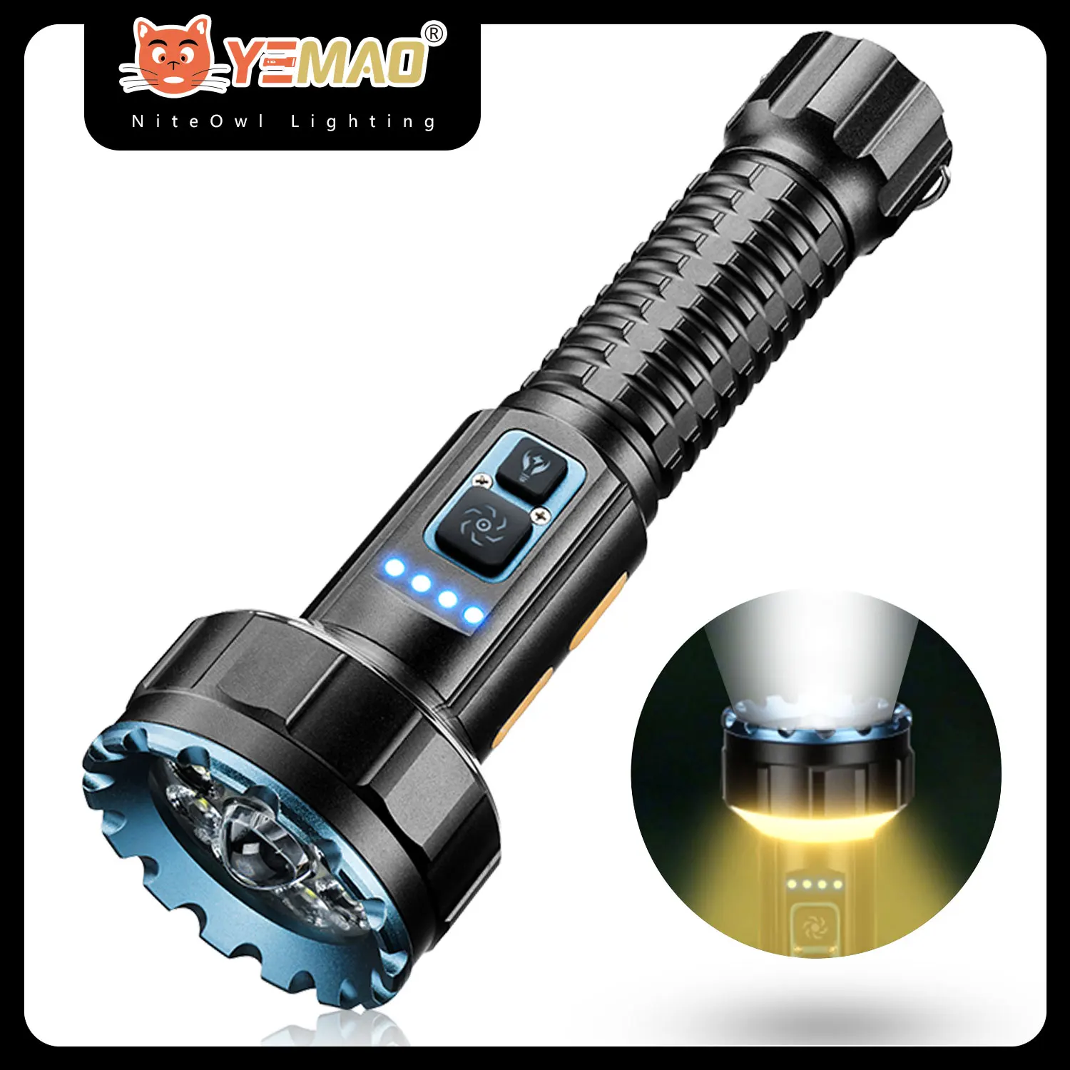 

YEMAO F609X 2000LM Flashlight 21700 Battery Rechargeable Waterproof LED+COB Bidirectional Lighting Camping Torch with Magnetic