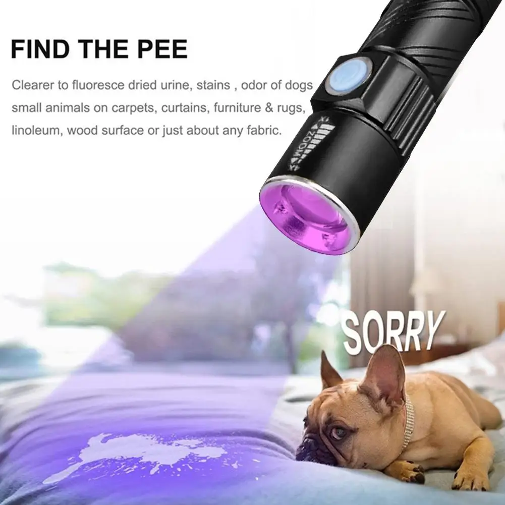 Mini LED UV Flashlight Ultraviolet Portable Lamp Urine Stains Detector IPX4 Waterproof Light Torch Dryer Machine Nail Art Tools