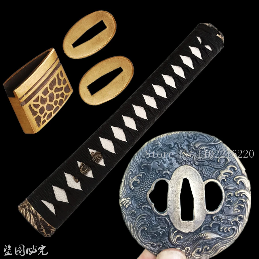 

26cm Tsuka Set Alloy Sea Dragon Tsuba Fuchi Kashira Habaki Menuki Seppa For Japanese Sword Katana Wakizashi Tanto Fittings