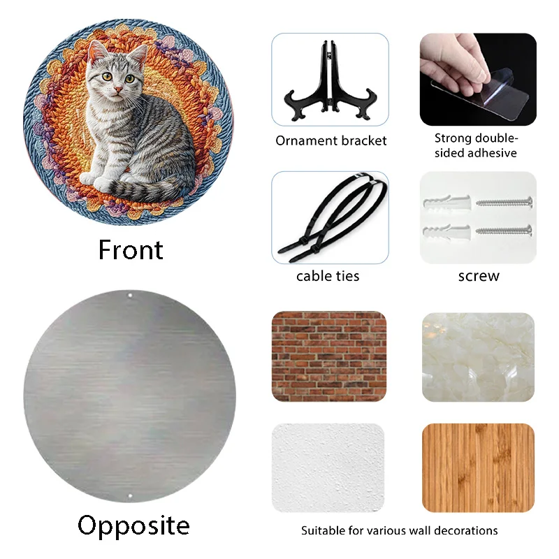 Ornements décoratifs circulaires personnalisés pour animaux de compagnie, aluminium tigré classique, cadeaux de Noël et d'Halloween idéaux