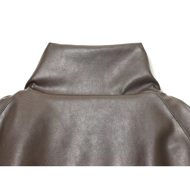 Dames kunstleer jas jassen herfst winter mode opstaande kraag lange mouwen losse jassen vrouwelijke bovenkleding chique tops