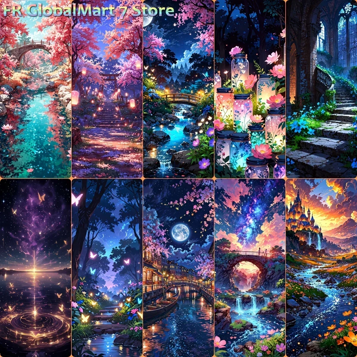 Diamond Mosaic Art DIY Stunning Japanese-Style Manga Colors Diamond Painting Kit 5D Handmade Home Wall Decor Gift