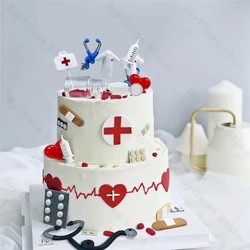 25pcs/set Nurse Cake Toppers Nurse Graduation Theme Decor RN Doctor Nursing Cupcake Topper for Nursing Party Supplies Decoration