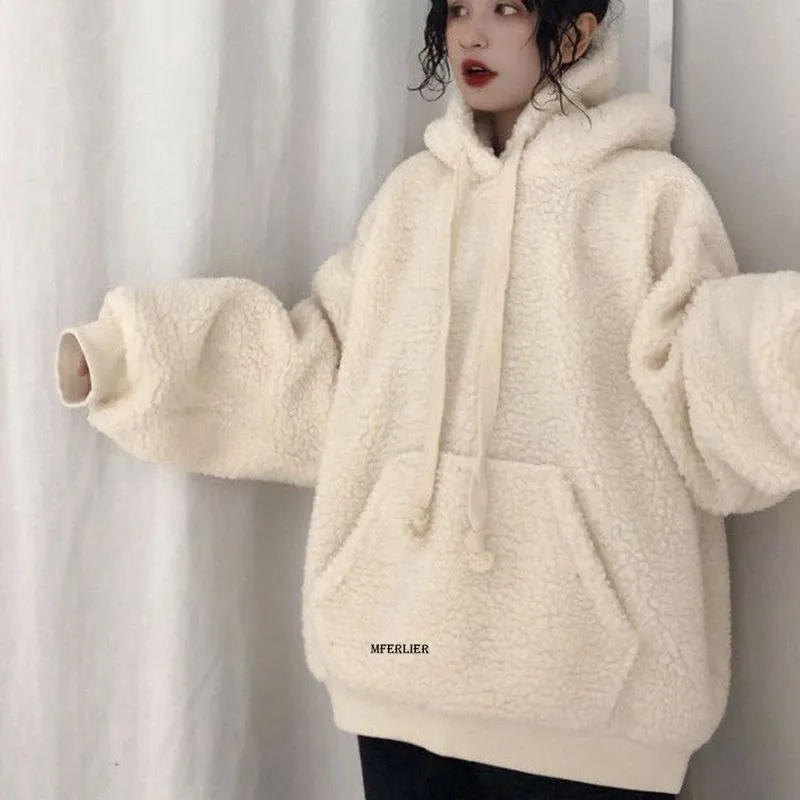 Large Size 6XL 150kg Winter Women Fleece Jacket Women Outdoor Warmth Pullover Sweatshirt Women Hooded Outwear