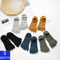 5 Pairs/Lot Men's Toe Crew Socks Breathable Cotton Sports Running Ankle Cotton Short Five Fingers Socks