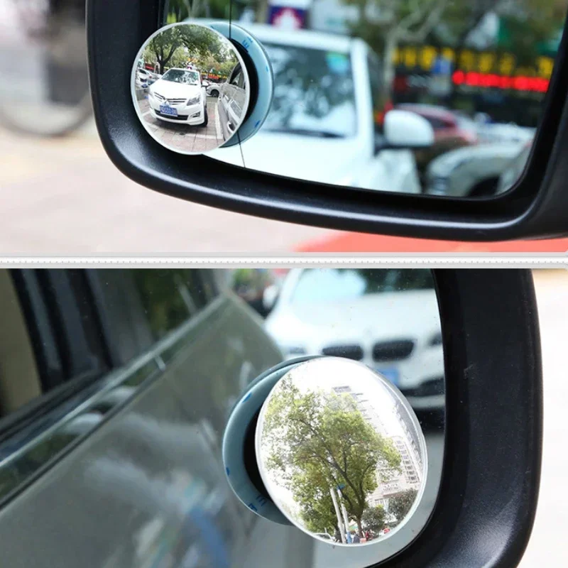 2pcs Car Blind Spot Rear View Mirror Wide Angle Adjustable Small Round Mirror Car Reverse Auxiliary Rearview Convex Mirror Tools