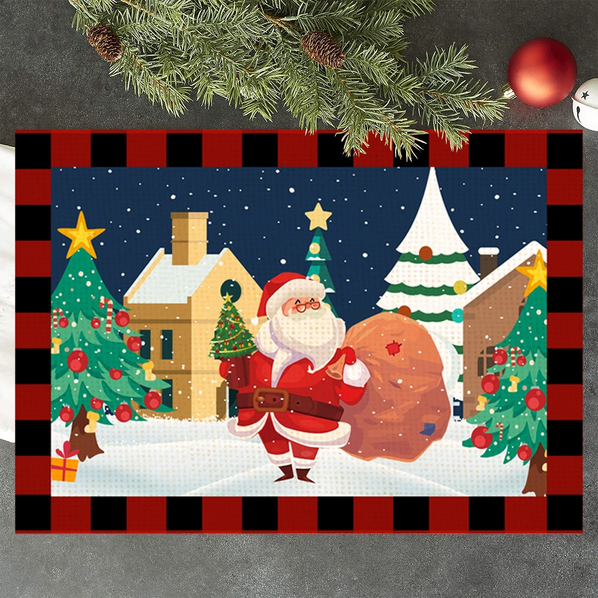 Merry Christmas Decorations for Home Elk Doormat Navidad Ornament New Year 2024 Gifts Xmas Party Decor Natal Noel 2023 Rug Mat