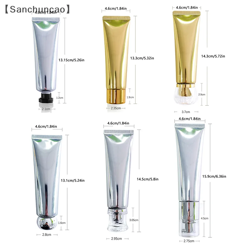 1 szt. złoto srebro puste plastikowe miękkie tubki do wielokrotnego napełniania butelka do wyciskania pojemnik kosmetyczny do czyszczenia twarzy balsam do kremu do rąk
