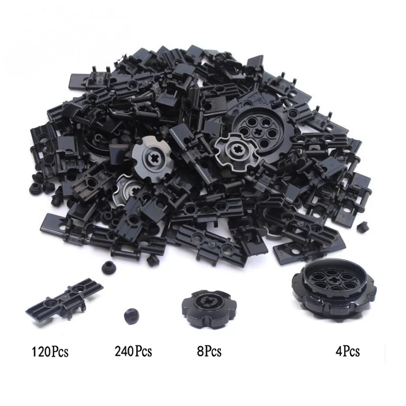 372-634Pcs/lot Technical Link Chain Gears Rubber Stopper MOC Building Block Bricks Spare Parts Bulk Kit for Tank Track DIY Toys