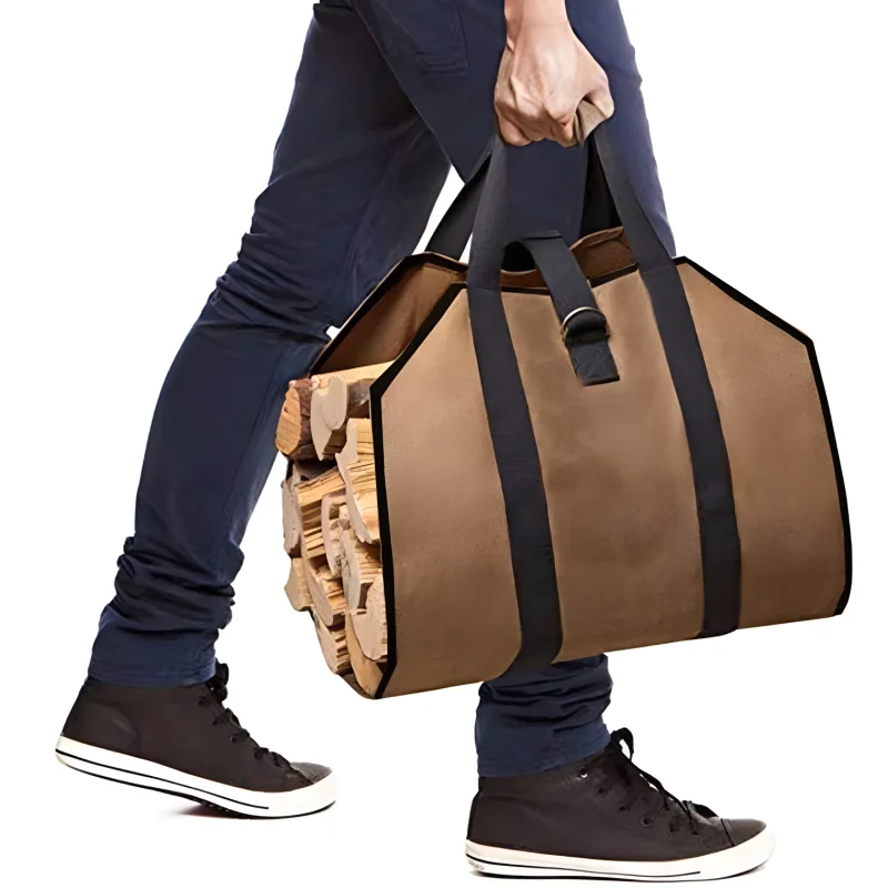 

Highquality Supersized Canvas Firewood Carrier Log Carrying Bag Wood Carrier for Firewood Log Carrier Fireplace Tote Storage Bag