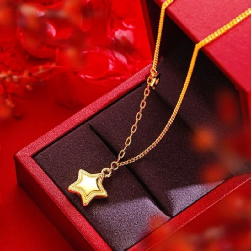 

Golden Shiny Five Pointed Star Light Luxury Fashion Simple Versatile Temperament Collarbone Chain Ladies' Necklace Pendant