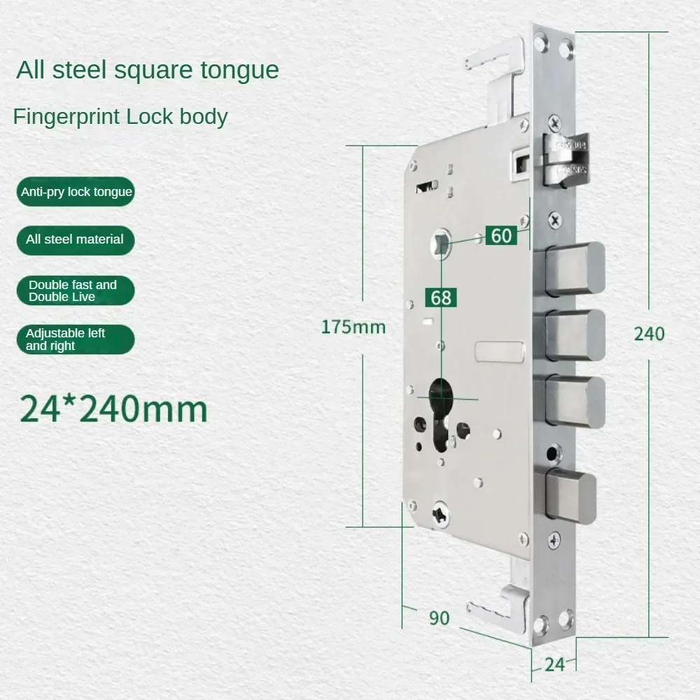 Fingerprint lock body,  double active stainless steel intelligent lock, Security and anti-theft door, wooden for door lock