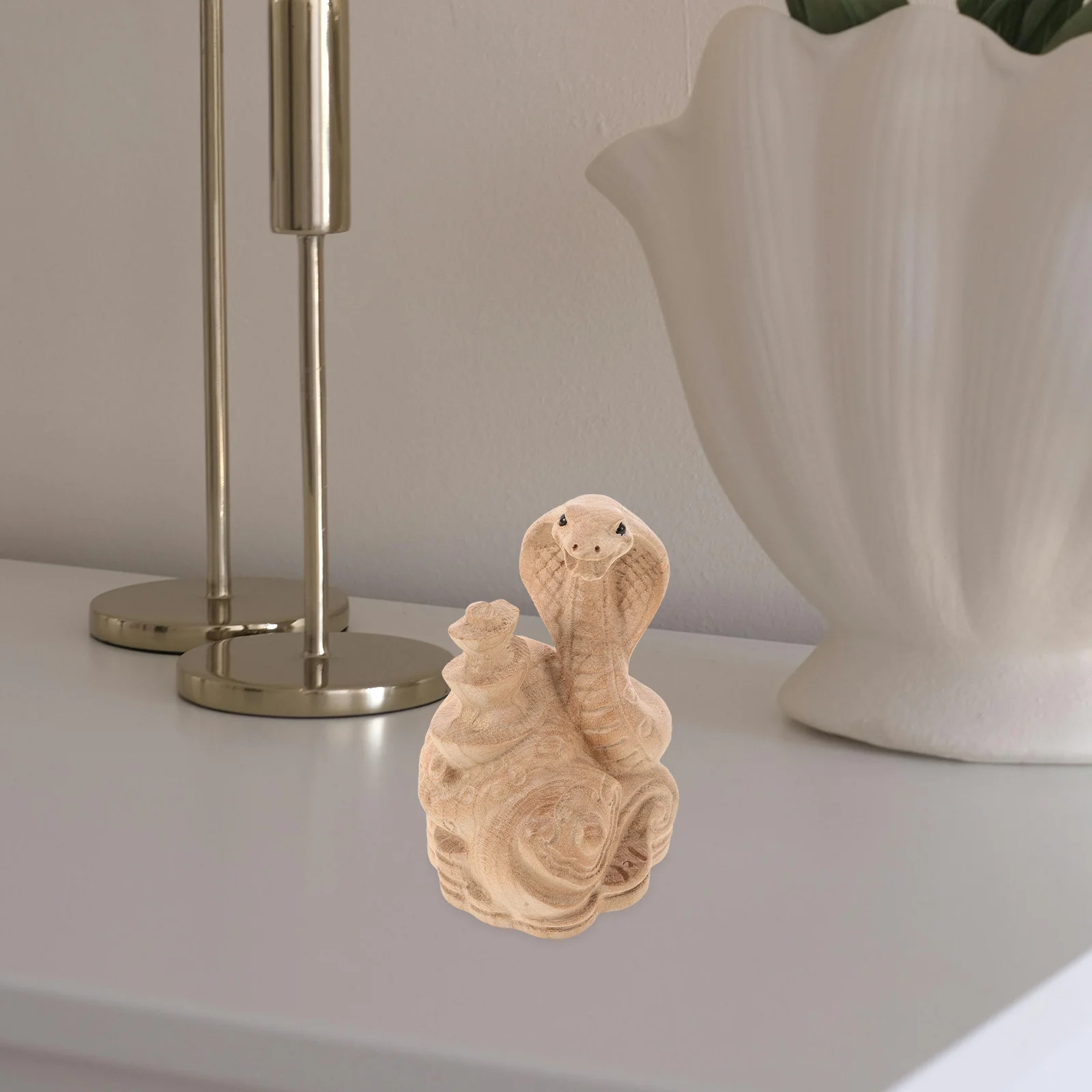 

Wooden Snake Carving Handcrafted 2025 Year Of The Snake Zodiac Decor Feng Shui Lucky Animal Sculpture Home Office Study