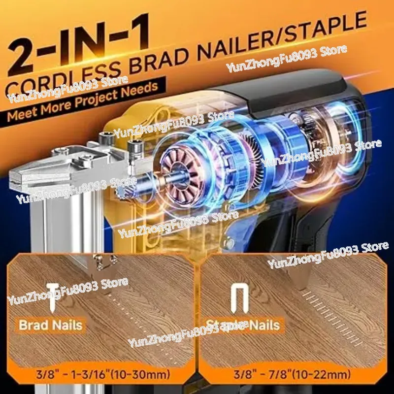 20V 18V Battery Cordless Nail Gun Straight/N-shape 2 In 1 Electric Stapler Nailer Woodworking Nailing Machine
