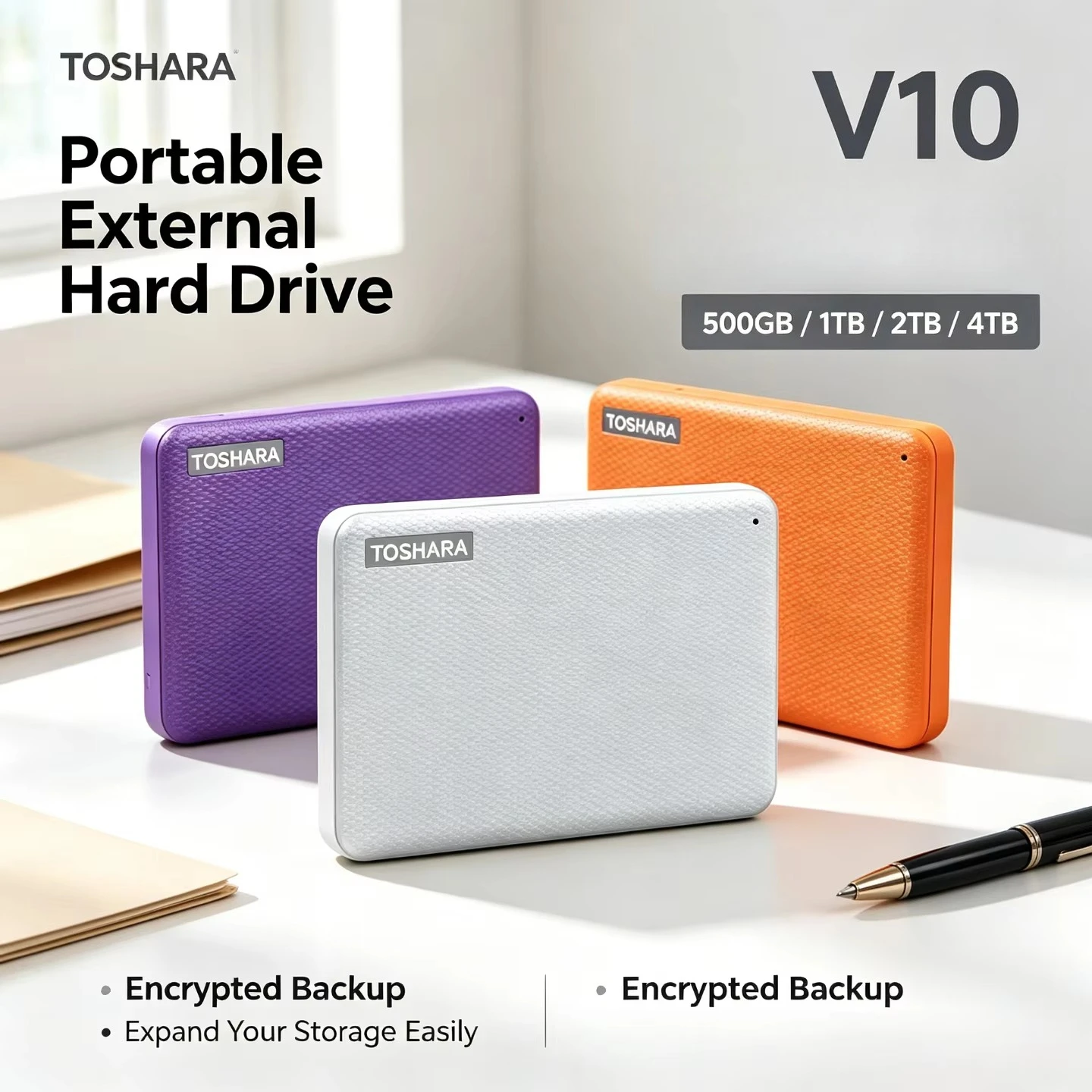 Wide Compatibility Reliable Storage Original TOSHARA Portable External Hard Drive 4TB 2TB 1TB 500GB High-Speed Encrypted