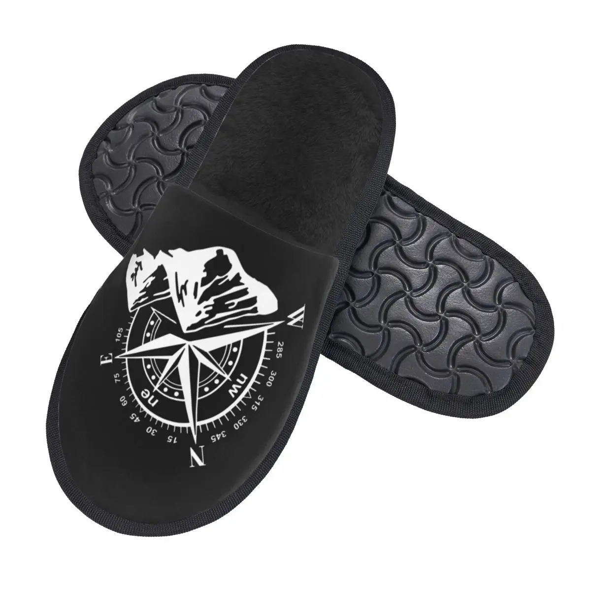 Custom Navigate Mountain Adventure Compass Guest Slippers for Bathroom Women House Slipper