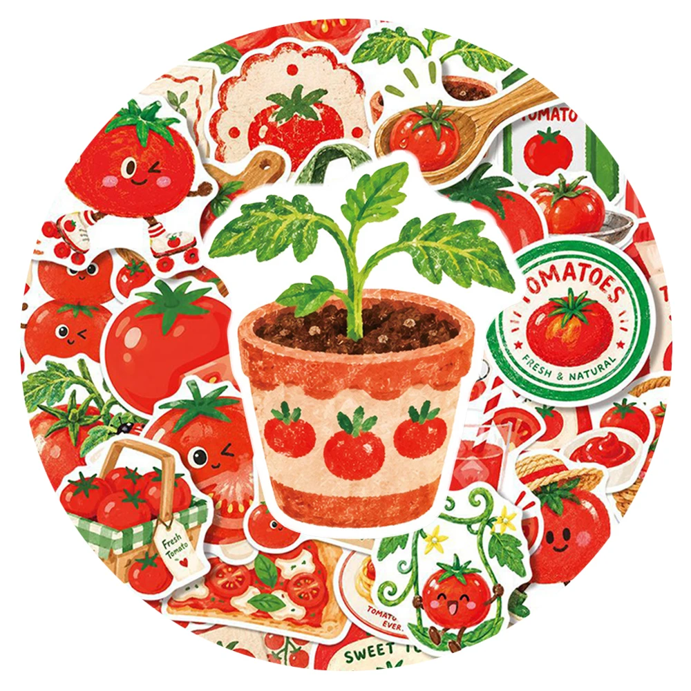 10/30/50pcs Cute Cartoon Tomato Theme Stickers Funny Watercolor Graffiti Decals Scrapbook Luggage Phone Sticker Decoration Toys